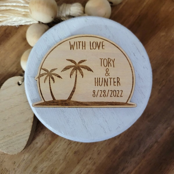 Beach Scene Wedding Favor // Sunset // Wooden Wedding Favor Magnet