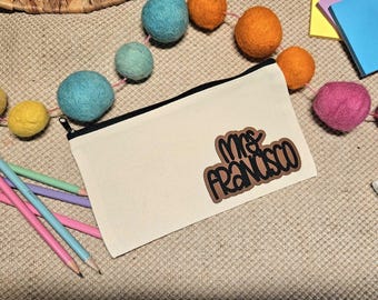 Custom Canvas Zipper Pouch // Back to School // Teacher Gift