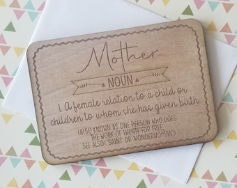 Mother's Day Card // Wood Card // Happy Mother's Day// Keepsake Card