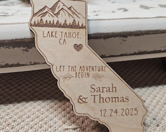 California Wedding Favor Magnet: Mountain Scene, Destination Wedding