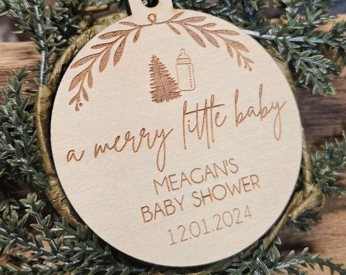 A Merry Little Baby // Custom Baby Shower Ornaments