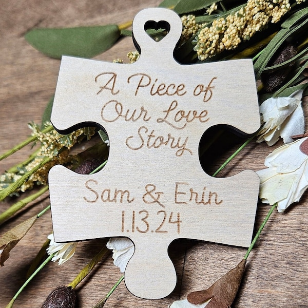 Wedding Favor Magnet // Keepsake for Wedding Guests // Rustic Wedding Favors // Puzzle Piece Wedding Favor