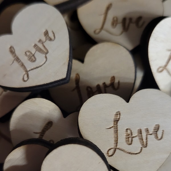 100 Count Wooden Love Hearts Table Decor // Personalized Wedding Favors // Bridal Shower Table Decor// Valentines Day Table Confetti