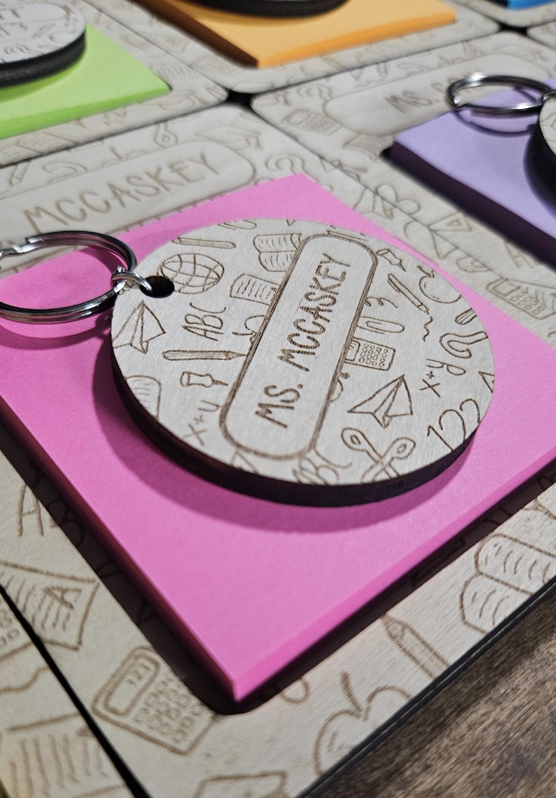 Key Ring Note Custom Teacher Post It Note Holder With Keychain Bundle - Etsy