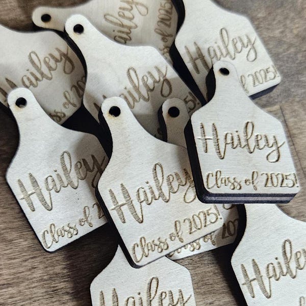 100 Count Wooden Mini Cattle tag Graduation Decor