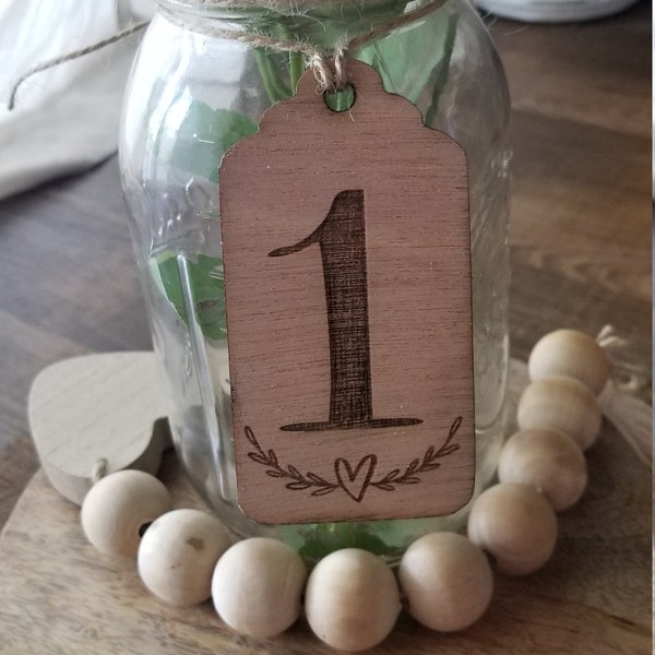 Rustic Wooden Table Number Tag // Farmhouse Style // Wedding Table Number Tags