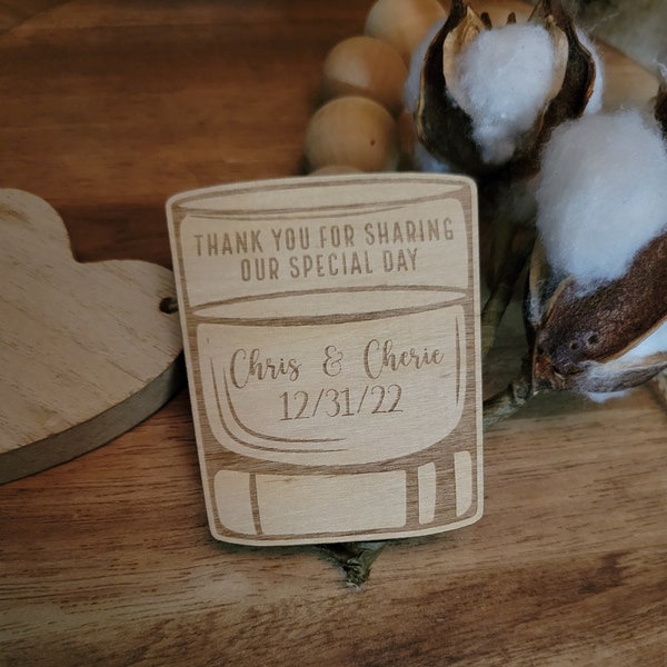 Whiskey Glass Wedding Favors // Glass Shape // Wedding Keepsake // Wedding Magnets