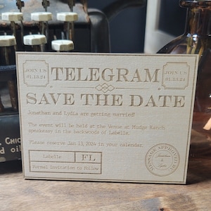 Telegram Save the Date Magnet // Save The Date // Speakeasy Wedding // Vintage