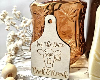 Cattle Tag Save the Date Magnet: Rustic Barn Wedding