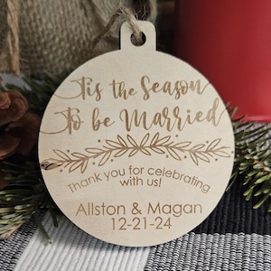 Personalized Wood Christmas Ornament Wedding Favors