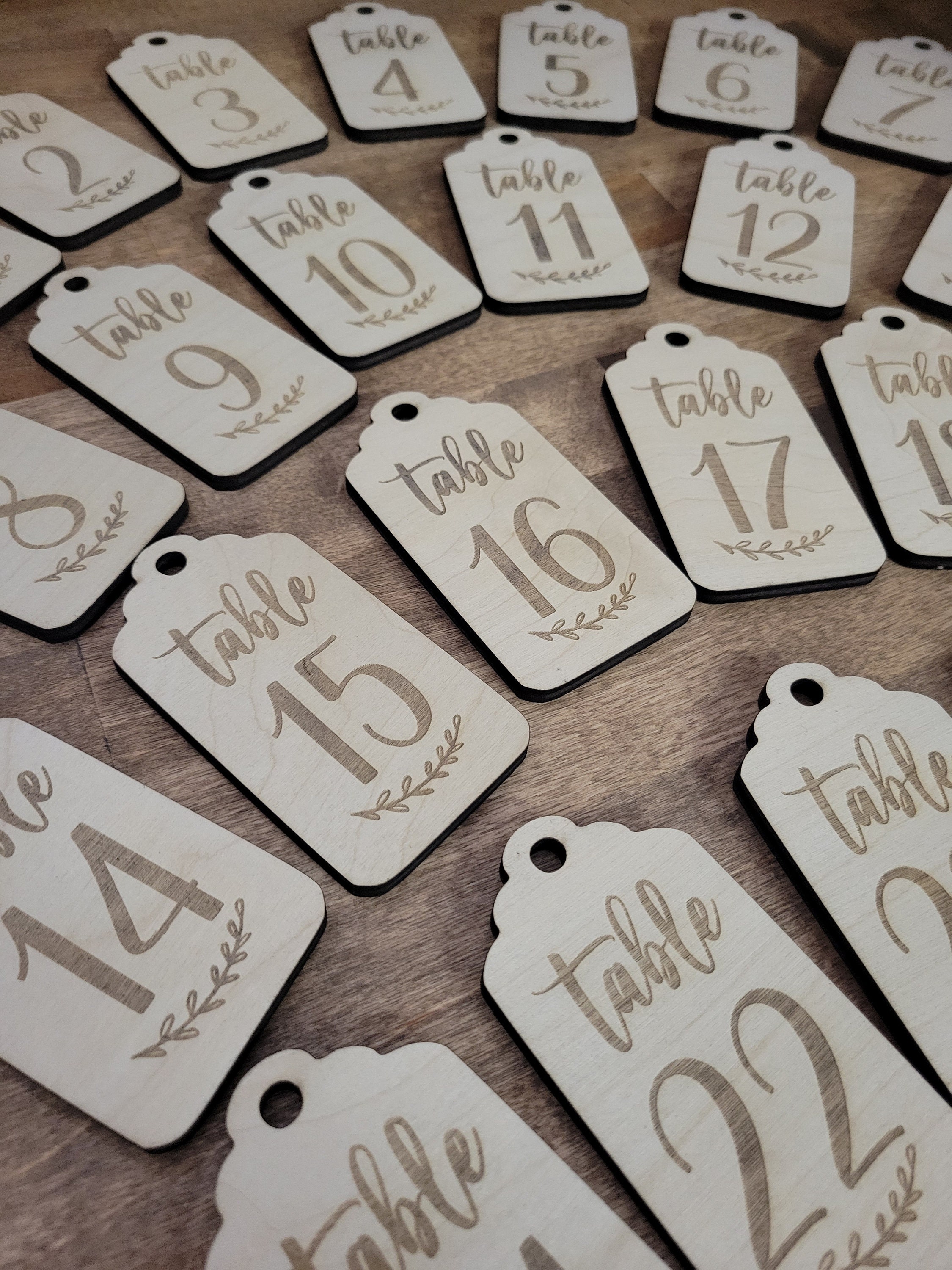 Rustic Wooden Wedding Table Number Tags: Farmhouse Decor - Etsy