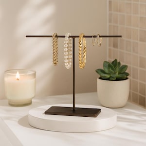 Handcrafted Small Metal Jewelry Stand | Jewelry Display | 5", 6", or 7" T-Bar Bracelet Holder | Stylish Jewelry Organizer for Everyday Use