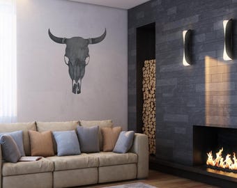 Steel Western Bull Skull Wall Decor | Metal Art & Decor | Rustic Metal Cow Skull Art | Gift for Western and Southwestern Decor Enthusiasts