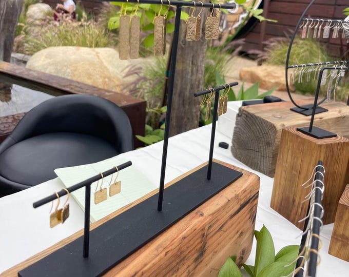 Handmade Metal Welded Multi-Tier Earring Holder, Statement Jewelry Organizer for Craft Fairs and Display Tables