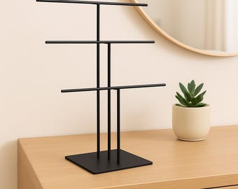 Three-Tier Steel Jewelry Stand | Jewelry Display | Handcrafted Metal Jewelry Organizer for Bracelets, Watches, Earrings, and Rings
