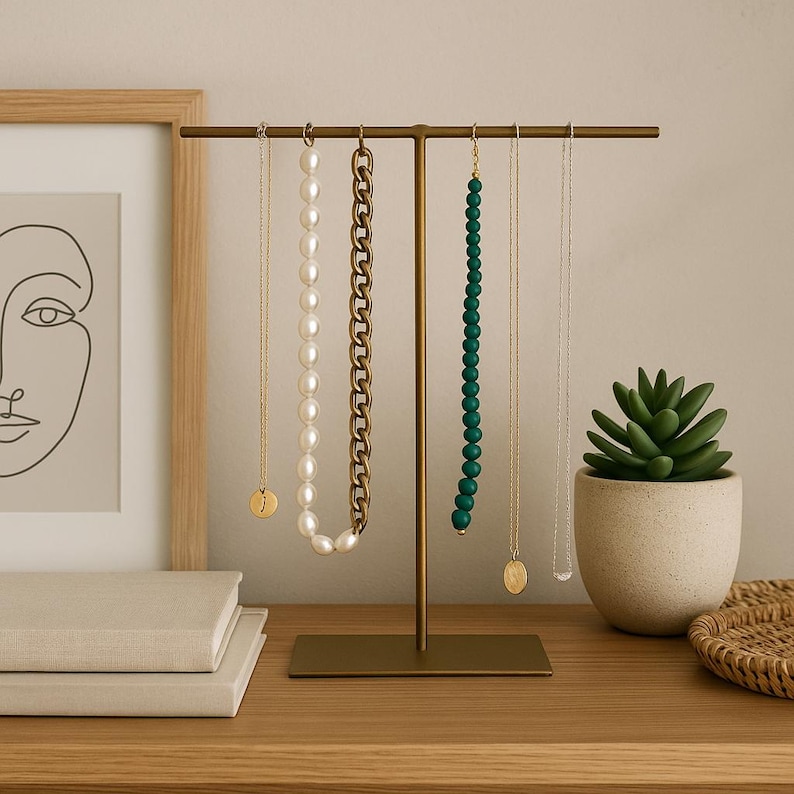 Necklace Stand, T-Stand Jewelry Holder, Jewelry Display, Necklace Organizer image 1