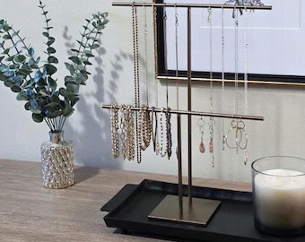 Double T-Stand Metal Necklace Display | Jewelry Display |  Sleek & Practical Jewelry Organizer for Daily Use