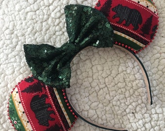 Orejas de ratón de Navidad de animales del bosque / Orejas de Navidad de Disney / Orejas de Mickey de Navidad / Orejas de Disney