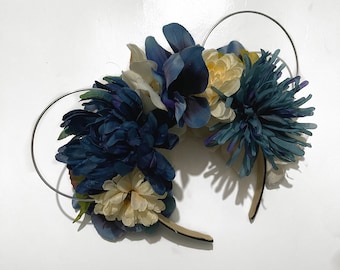 Cantando el Blues Mickey Ears / Flower Disney Ears / Flower Headband / Dark Blue Flower Ears