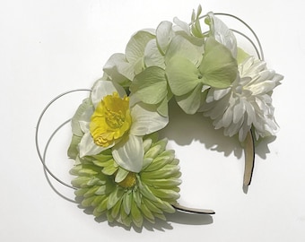 Diadema de oreja de ratón de diosa verde / Orejas de ratón de Disney / Diadema de disney / Diadema de flores / Orejas de ratón de Minnie