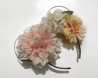 Baby Pink Mixed Floral Mickey Mouse Ear Headband / Minnie Mouse Floral Ear Headband / Disney Headband / Disney Ear Headband