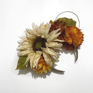 Golden Flower Disney Ears | White Sunflower Headband | Flower Headband | Disney Headband
