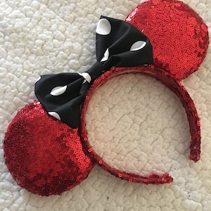 Mickey Mouse Ears | Disney Ears | Red Sequin Mickey Ears | Red Sequin Ear Headband