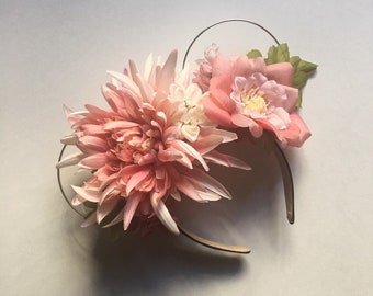 Soft Pink Floral Mickey Mouse Headband / Disney Wired Headband / Disney Flower Headbands / Minnie Mouse Headband