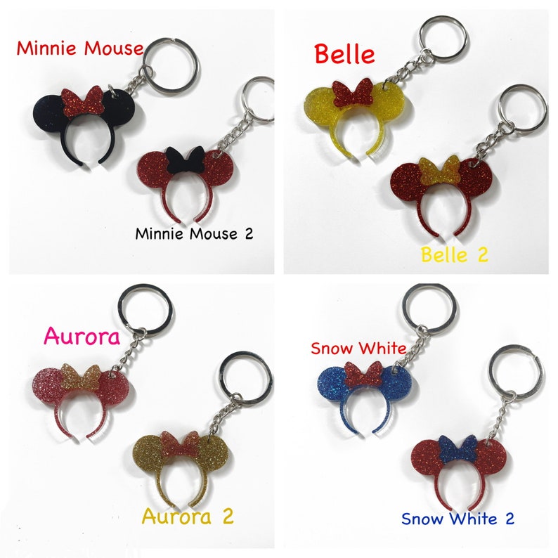 Disney Princess Keychains | Disney Keychain | Minnie Mouse Keychain | Mickey Mouse Keychain | Mouse Ear Keychain image 3