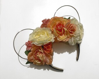 Red Rose Mickey Mouse Ears Headband: Floral Wired Headband  display picture 1