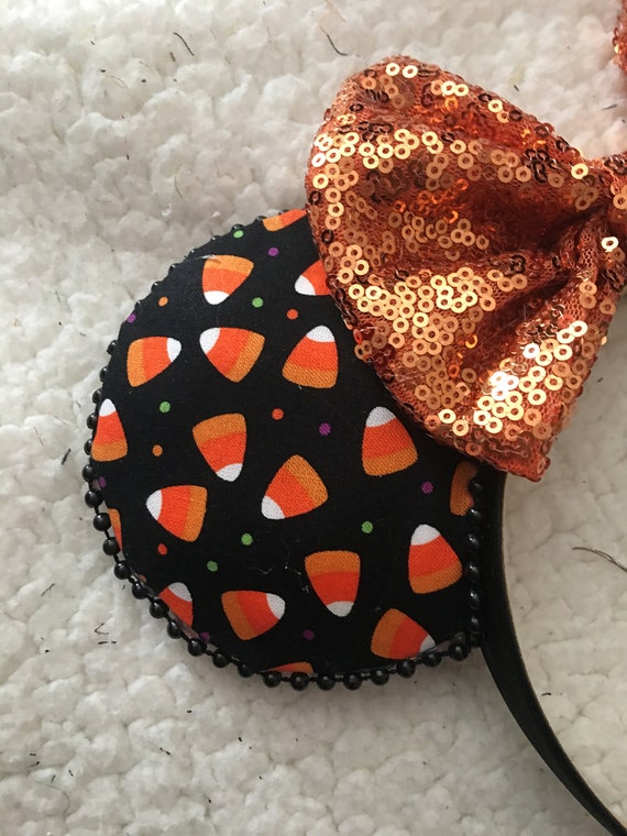 Candy Corn Mouse Ears: Halloween Sequin Bow Headband - Etsy display picture 2