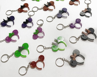 Llaveros de Halloween de princesas Disney / Llavero de Disney / Llavero de Minnie Mouse / Llavero de Mickey Mouse / Llavero con orejas de ratón