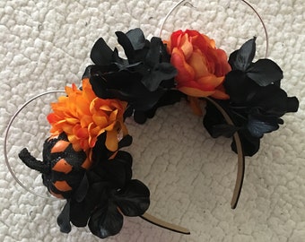 Halloween Disney diadema / diadema de flores / Halloween Mickey Mouse Orejas / calabaza flor diadema