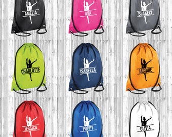 Personalised Ballet Drawstring School Bag, Kids Name, Club PE Custom Name Childrens Bag Kids Backpack Soccer Bag Gym Sac