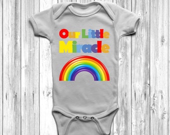 Our Little Miracle Baby Grow Body Suit Vest Cute Present Gift IVF Mum To Be