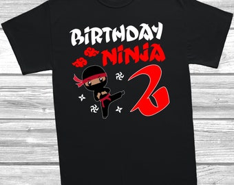 Birthday Ninja 2nd Birthday T-Shirt Gift For 2 Year Old Girl Boy, Party Present,