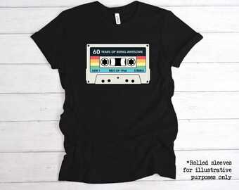 Cassette 60 Years Of Being Awesome T-Shirt Retro 60th Birthday Graphic Unisex T Shirt