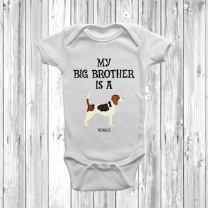 My Big Brother Is A Beagle Baby Grow Body Suit Vest Gift Present