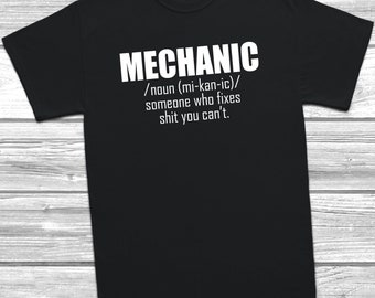 Mechanic Noun T-Shirt Mens Unisex Funny Christmas Gift for Dad, Gift For Him, Fathers Day,