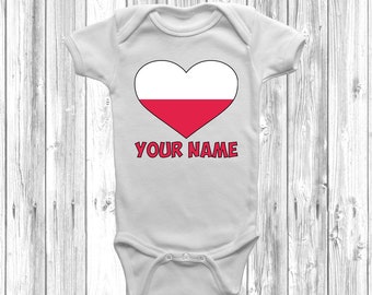 Personalised Poland Flag Baby Grow, Personalised Gift, Baby Shower Gift, Baby Shower Ideas,