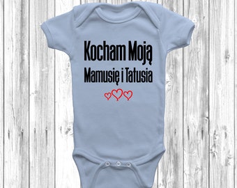 Kocham Moją Mamusię i Tatusia Baby Grow Body Suit Vest Gift Cute, Polish Saying, I Love My Mummy And Daddy,