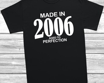 Made in 2006 Aged to Perfection T-Shirt, 20th Birthday Gift, Vintage 2006 Tee