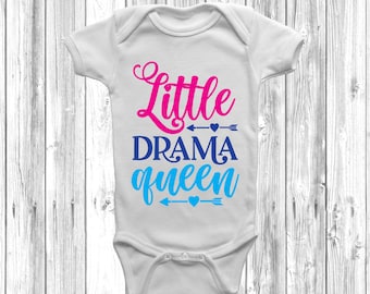 Little Drama Queen Baby Grow Body Suit Vest, Funny Girls, Baby Shower Gift,