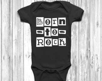 Born To Rock Baby Grow Body Suit Vest Gift Cute Music Punk