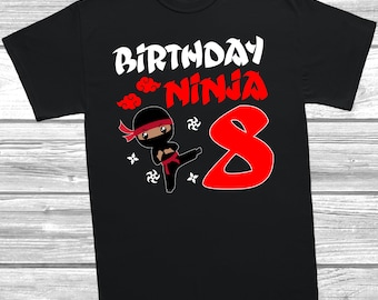 Birthday Ninja 8th Birthday T-Shirt Gift For 8 Year Old Girl Boy, Party Present,