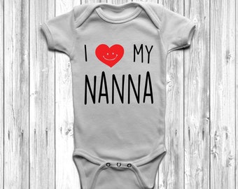 I Love My Nanna Baby Grow Body Suit Vest Cute Heart 0-24 Months Mothers Day Cute
