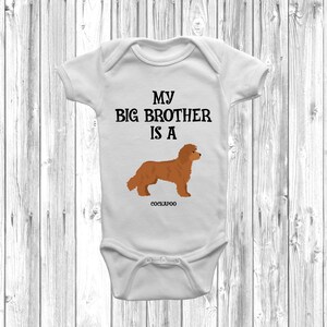My Big Brother Is A Cockapoo Baby Grow Body Suit Vest Gift Present