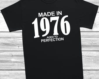 Made in 1976 Aged to Perfection T-Shirt, 50th Birthday Gift, Vintage 1976 Tee