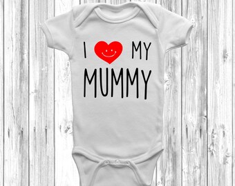 I Love My Mummy Baby Grow Body Suit Vest Cute Heart 0-24 Months Mothers Day Cute