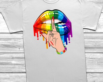 Rainbow Lips STFU T-Shirt Mens Womens, Pride Month, Unisex T Shirt LGBT,
